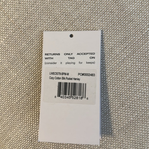 Lunya Cozy Cotton Silk Pocket Henley, Medium, Brandied Plum, NWT - Picture 9 of 9